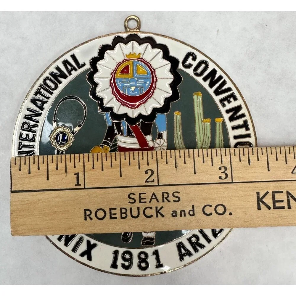 LYONS International Convention Medallion‎ Award 1981 VTG Kachina Metal Enamel AZ